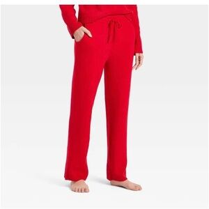 Universal Thread Women's Mid-Rise Cozy Knit Ankle Pull-On Pants, Red (M)